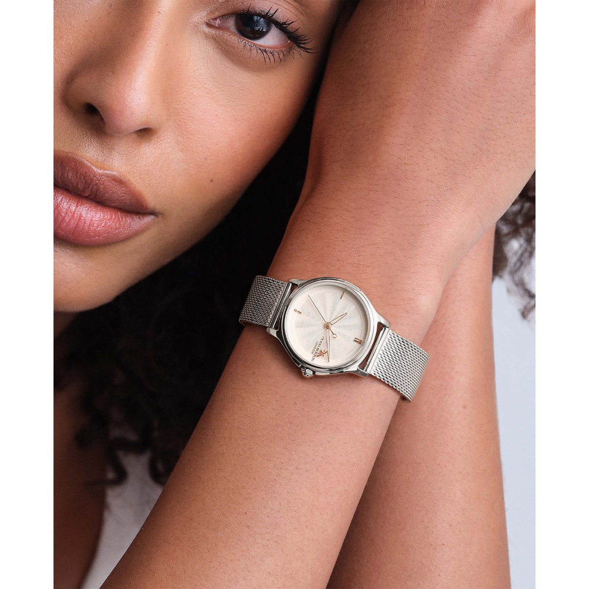 Olivia Burton Stainless Steel Mesh Silver White Dial Women's Watch - 24000340