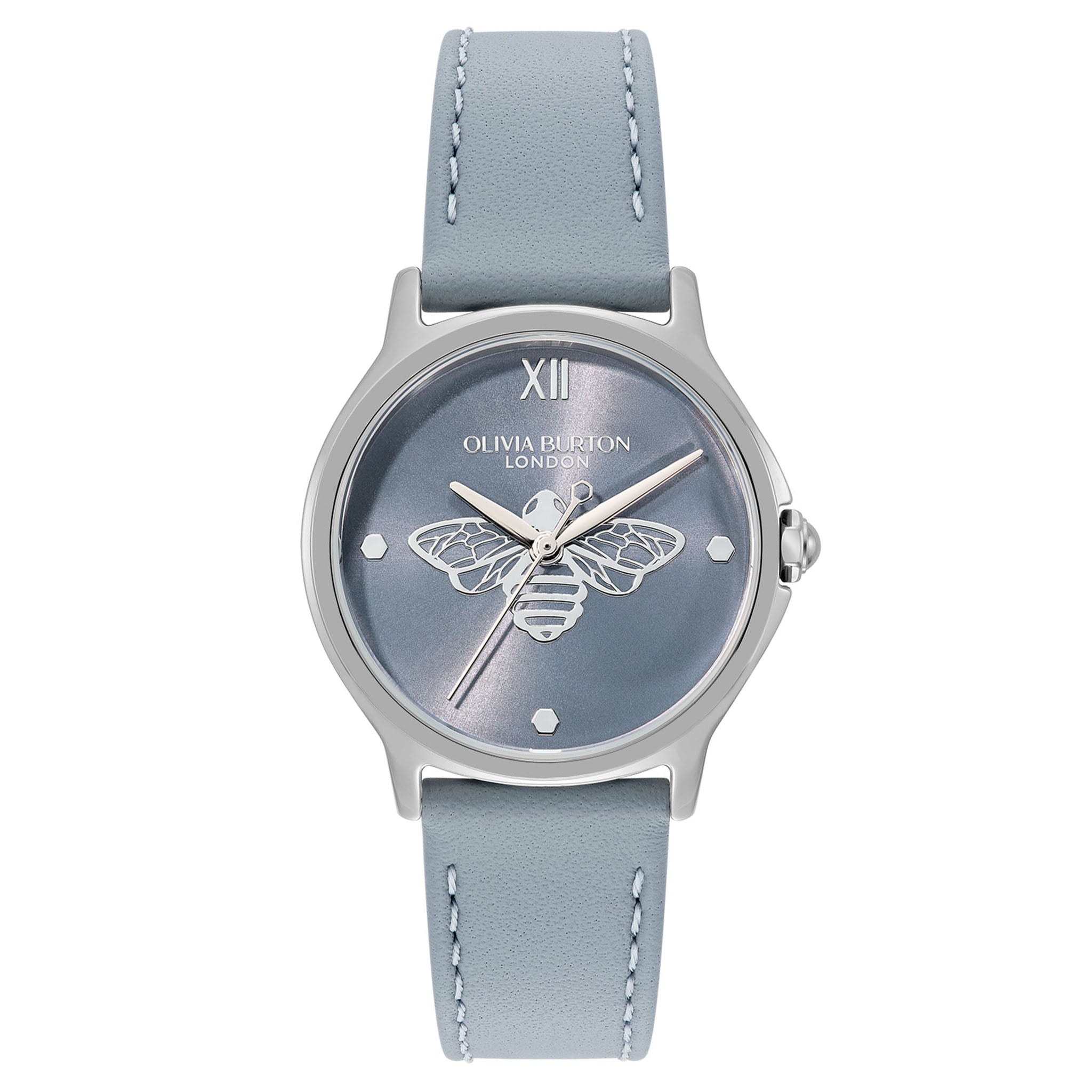 Olivia Burton Leather Chalk Blue Dial Women's Watch - 24000343