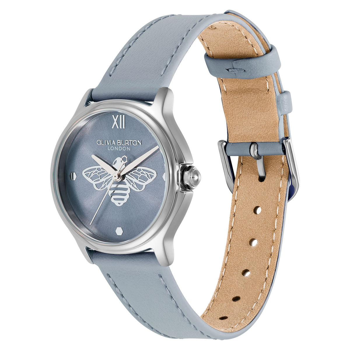 Olivia Burton Leather Chalk Blue Dial Women's Watch - 24000343