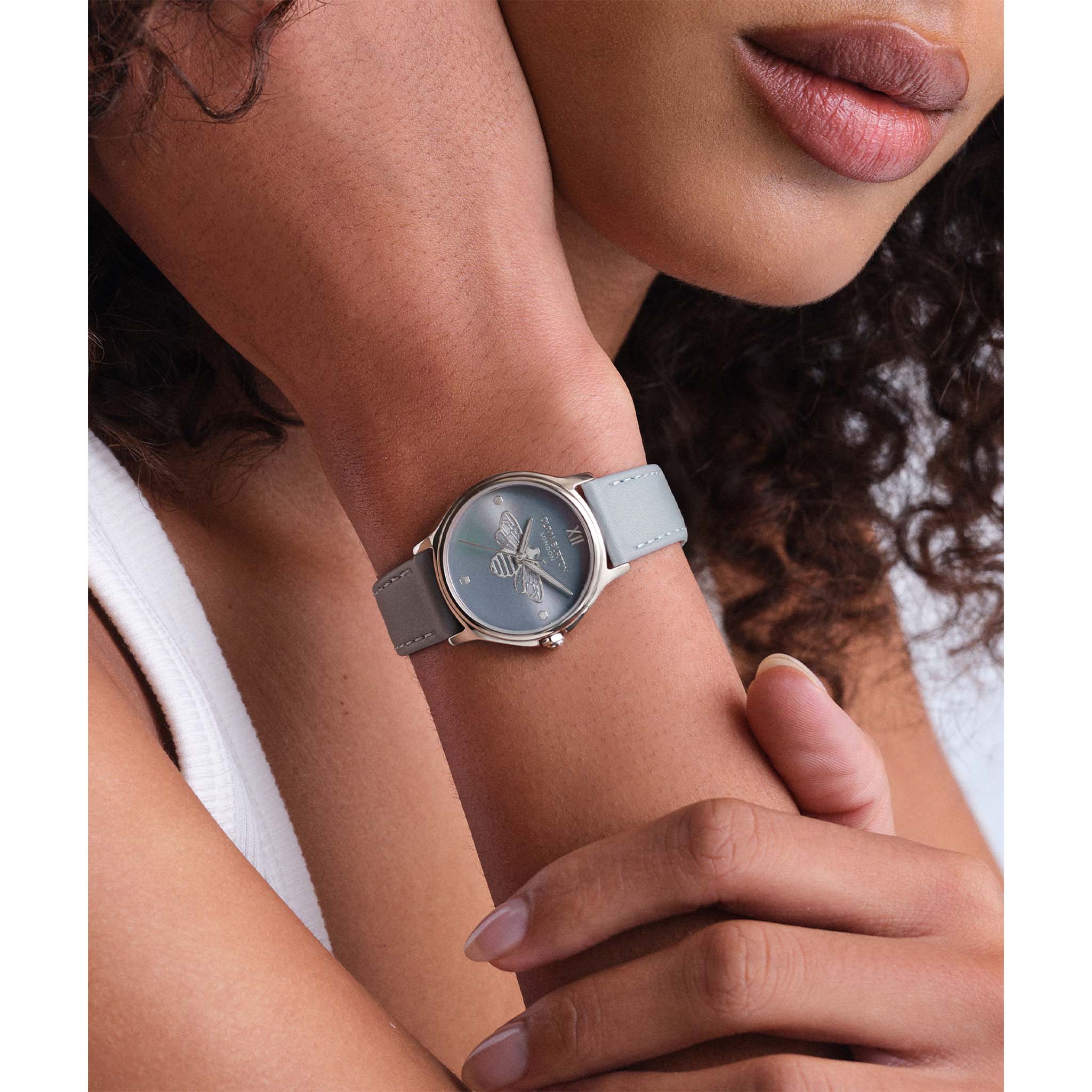 Olivia Burton Leather Chalk Blue Dial Women's Watch - 24000343