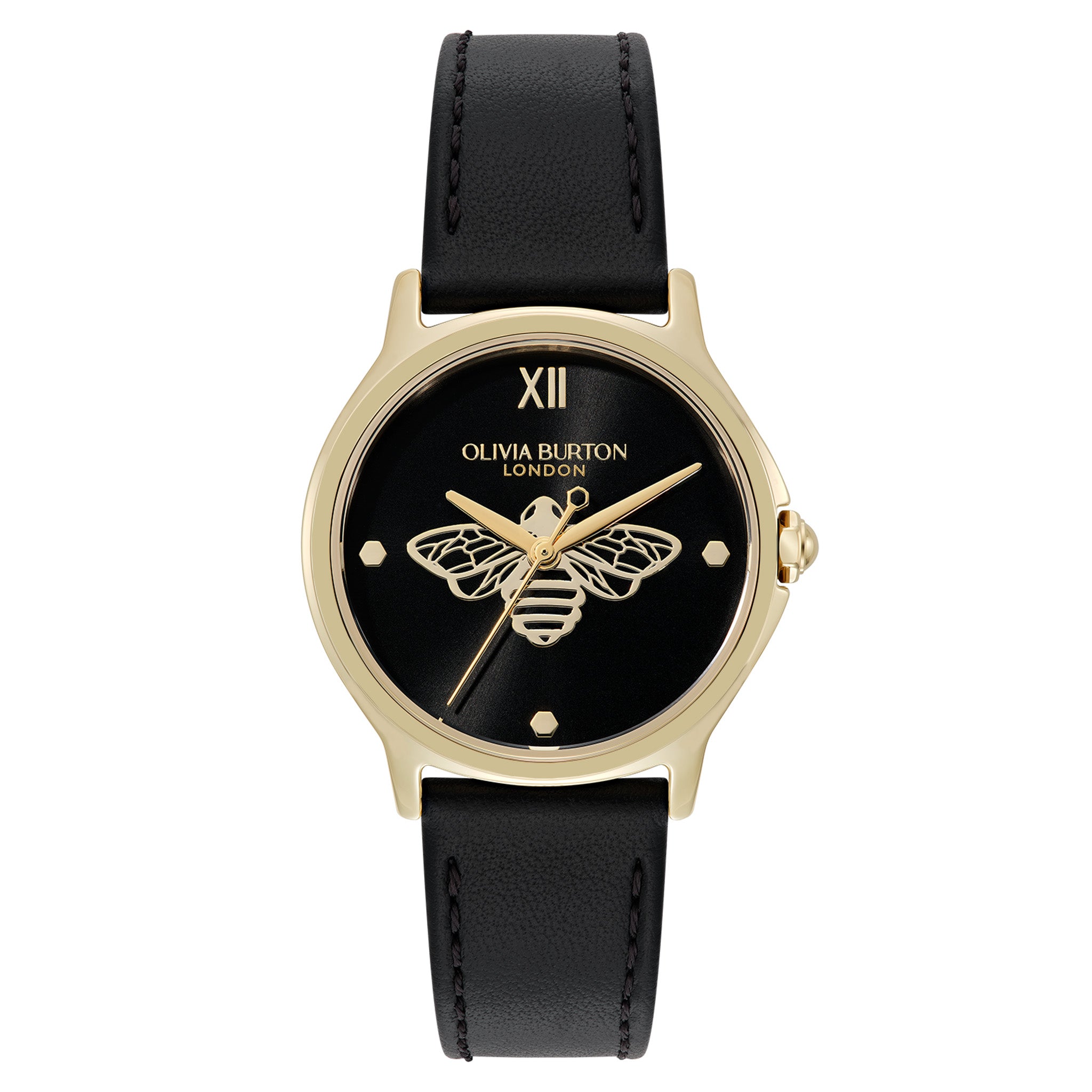 Olivia Burton Leather Black Dial Women's Watch - 24000344