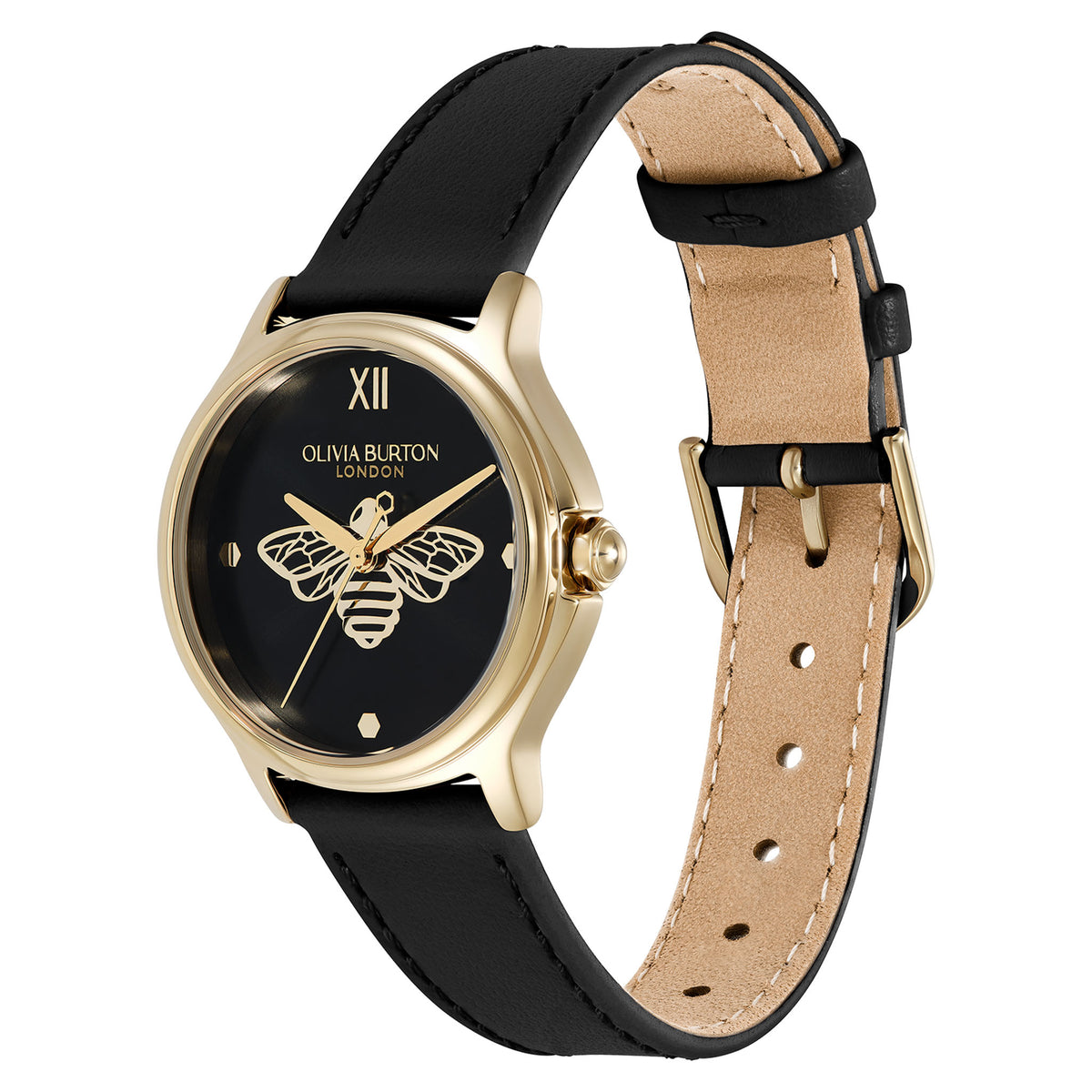 Olivia Burton Leather Black Dial Women's Watch - 24000344