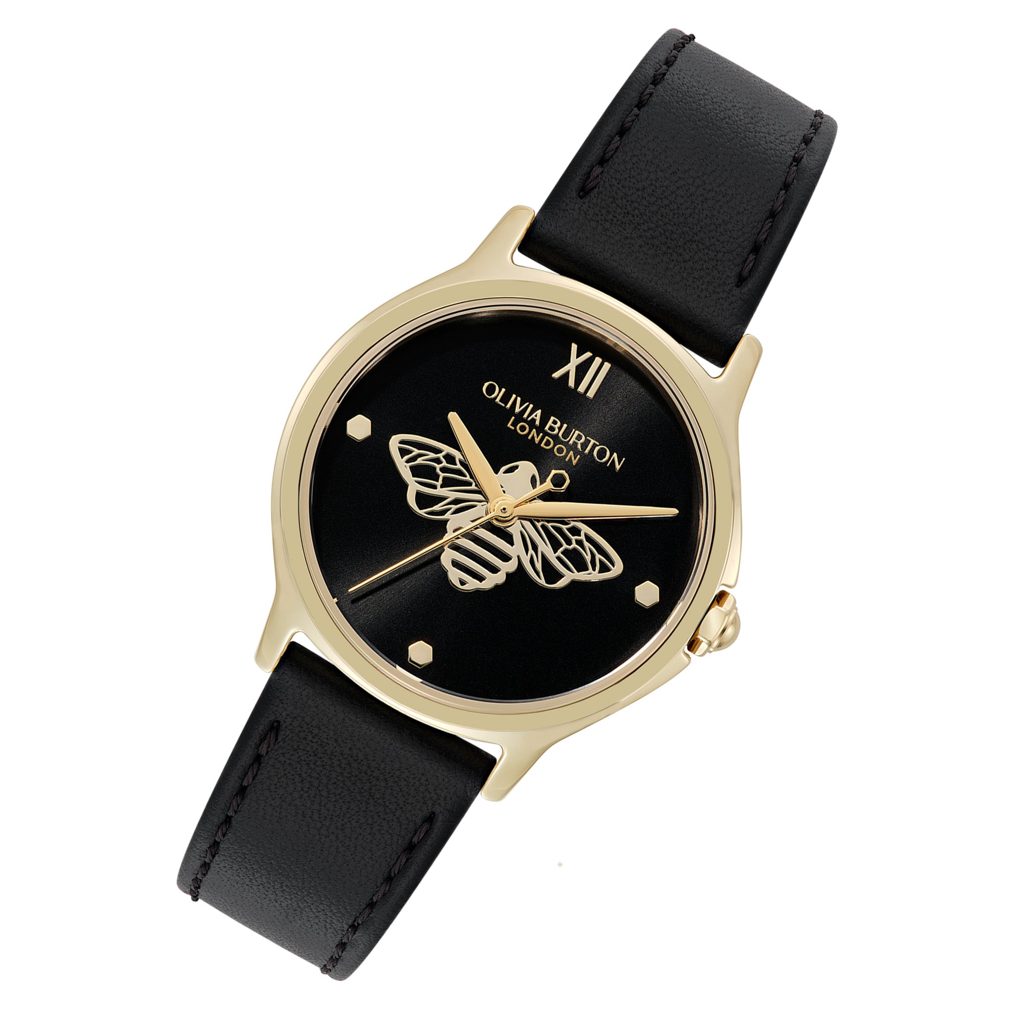 Olivia Burton Leather Black Dial Women's Watch - 24000344