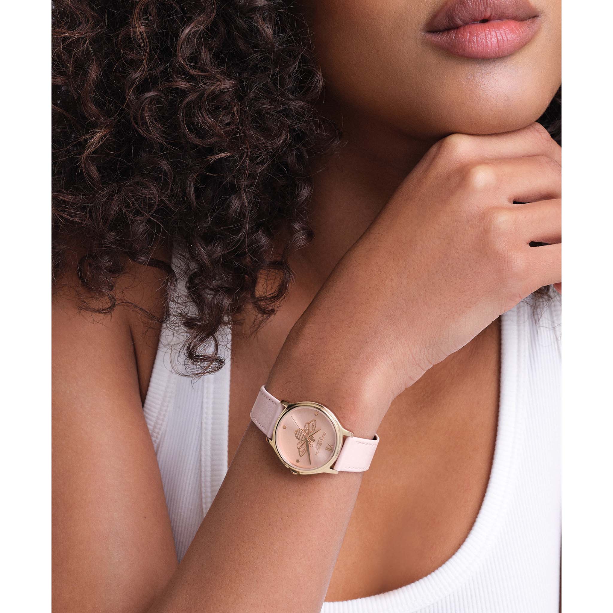 Olivia Burton Leather Primrose Dial Women's Watch - 24000345