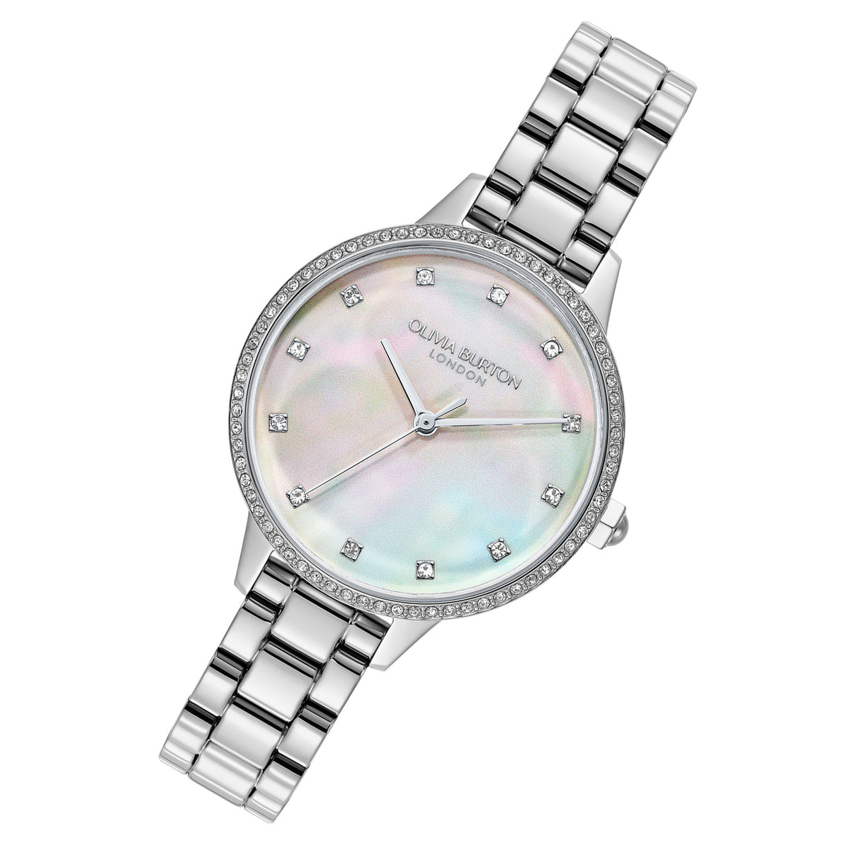 Olivia Burton Silver Steel White & Pearl Dial Women's Watch - 24000346