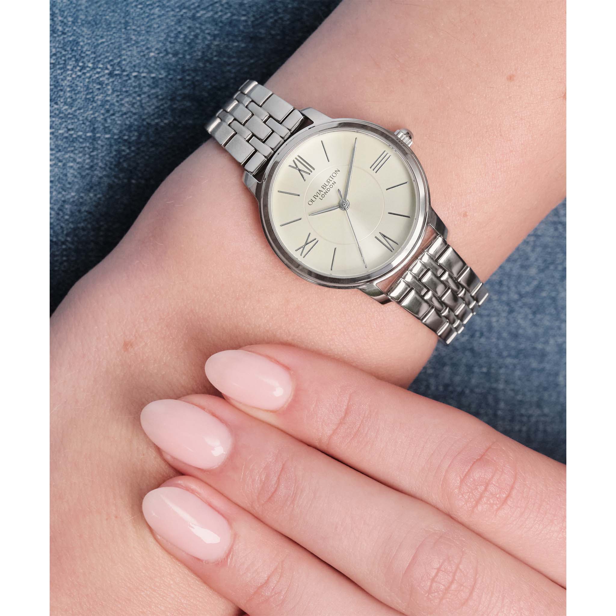 Olivia Burton Stainless Steel Silver White Dial Women's Watch - 24000349