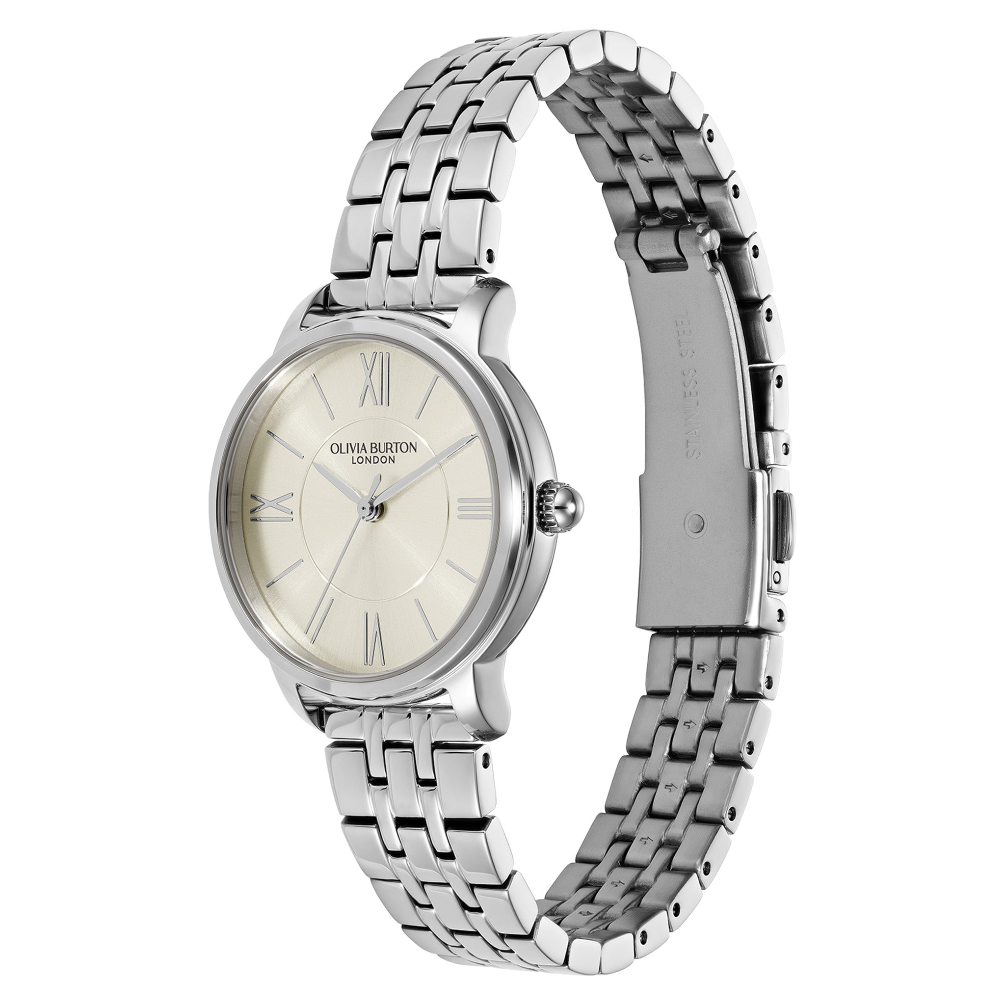 Olivia Burton Stainless Steel Silver White Dial Women's Watch - 24000349