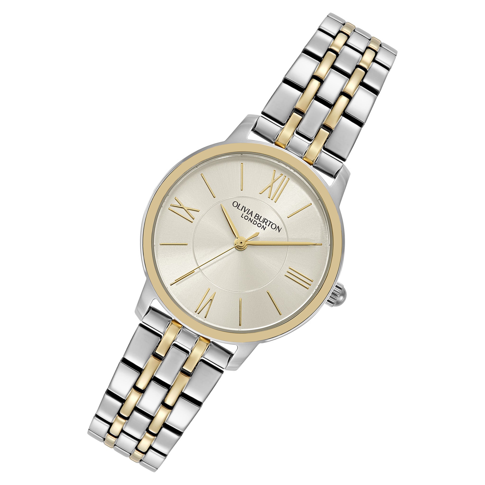 Olivia Burton Two-Tone Steel Silver White Dial Women's Watch - 24000351
