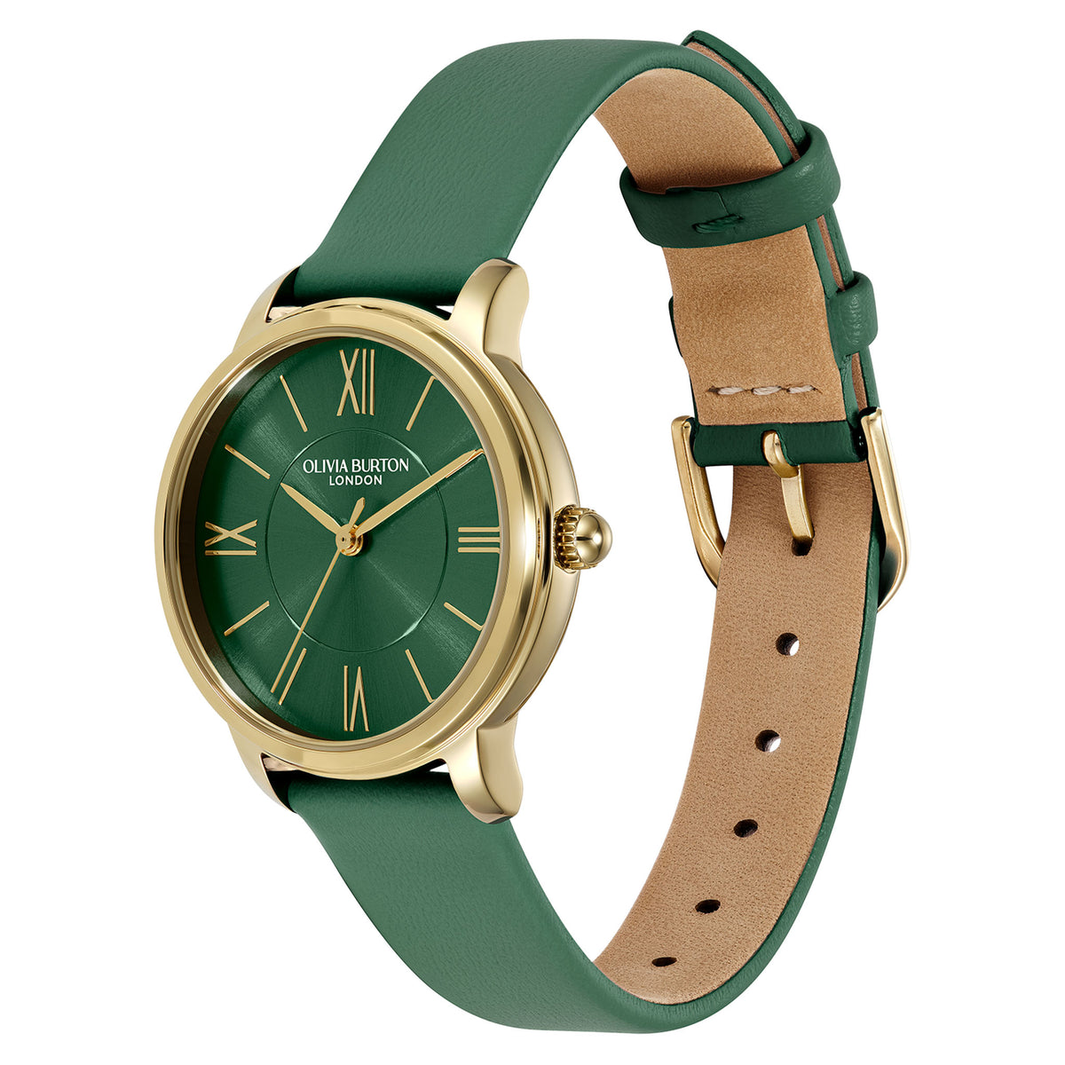 Olivia Burton Leather Green Dial Women's Watch - 24000352
