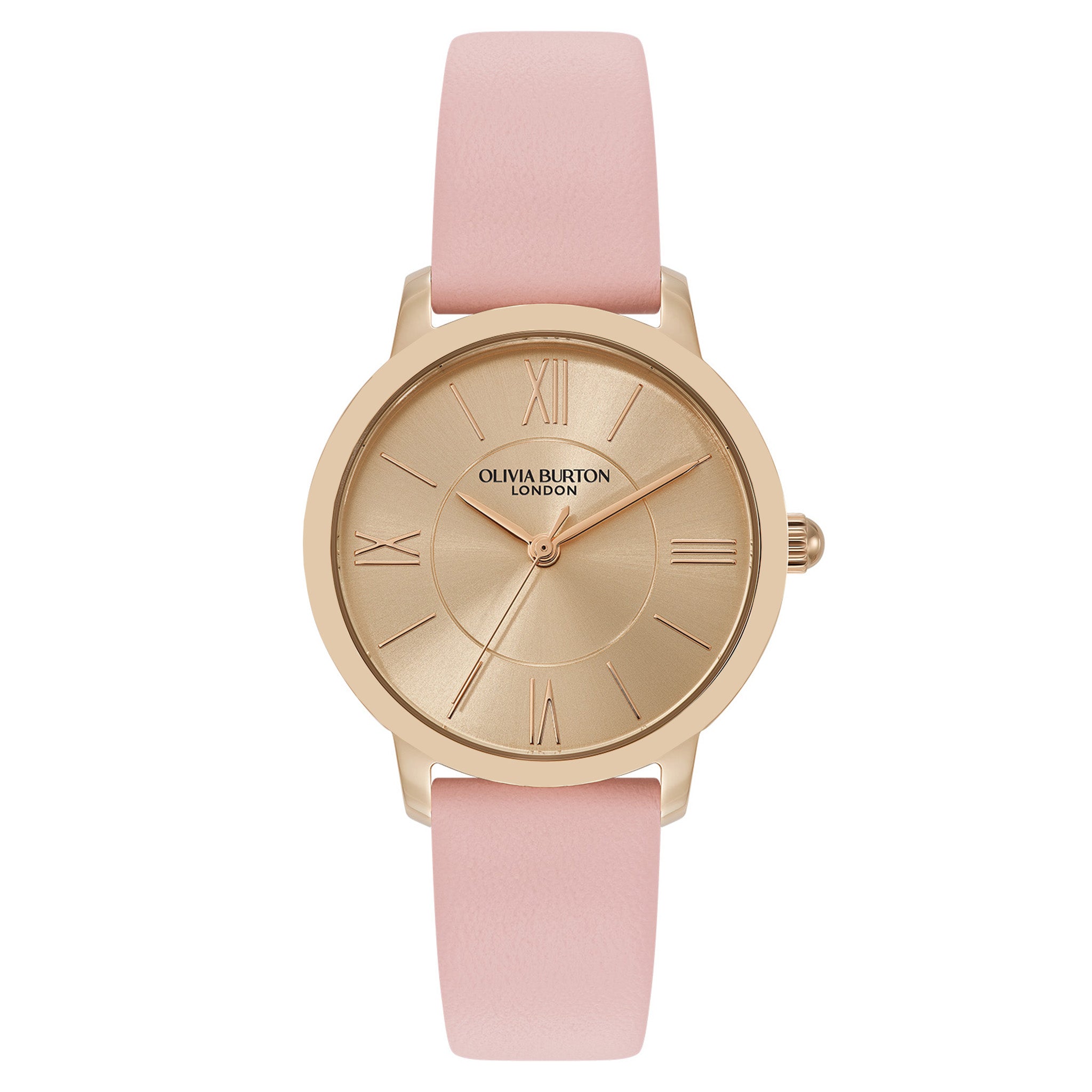 Olivia Burton Mellow Rose Leather Carnation Gold Dial Women's Watch - 24000353