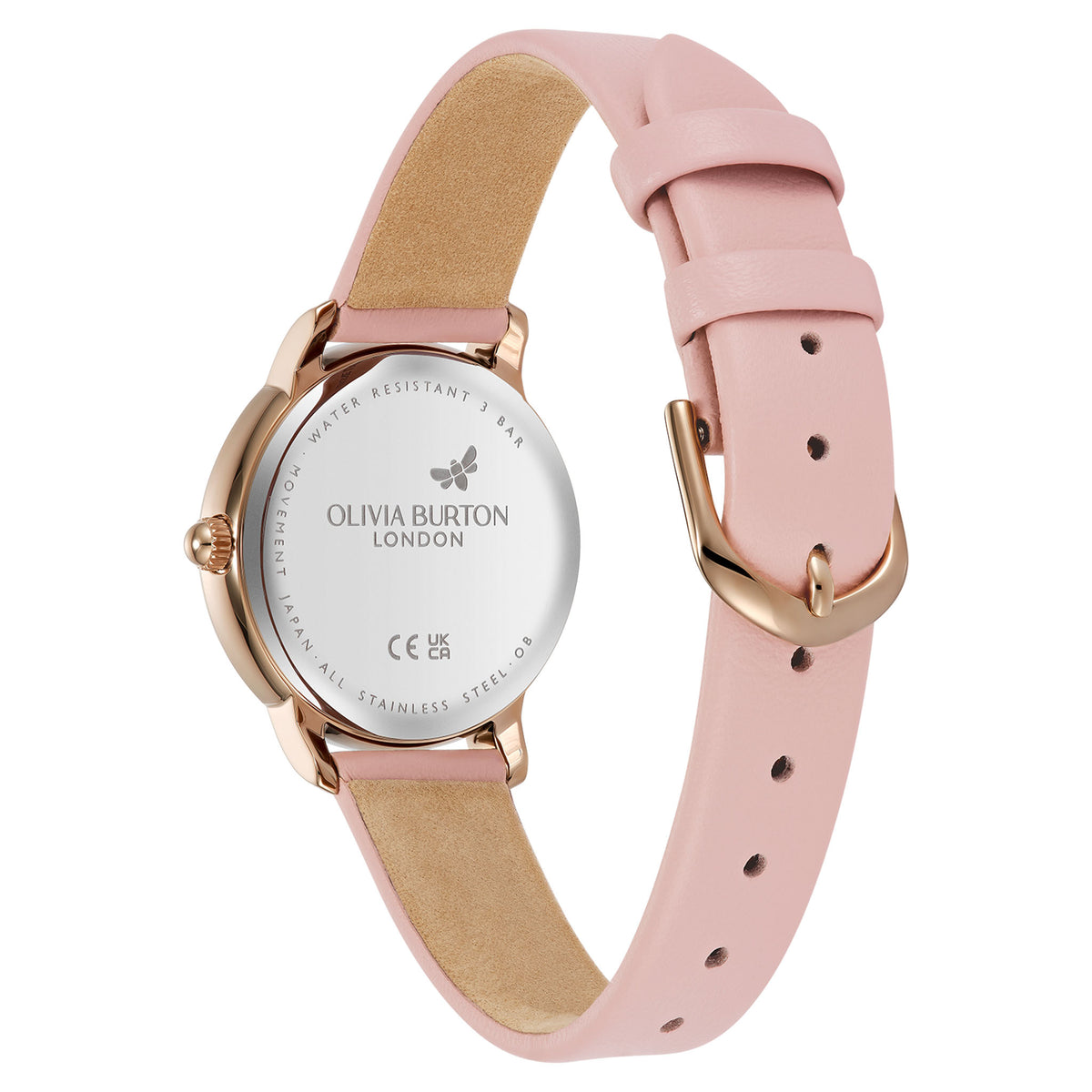 Olivia Burton Mellow Rose Leather Carnation Gold Dial Women's Watch - 24000353