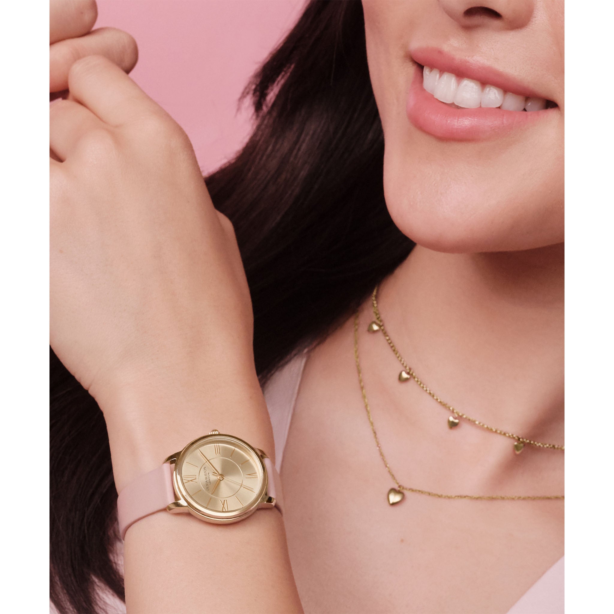 Olivia Burton Mellow Rose Leather Carnation Gold Dial Women's Watch - 24000353
