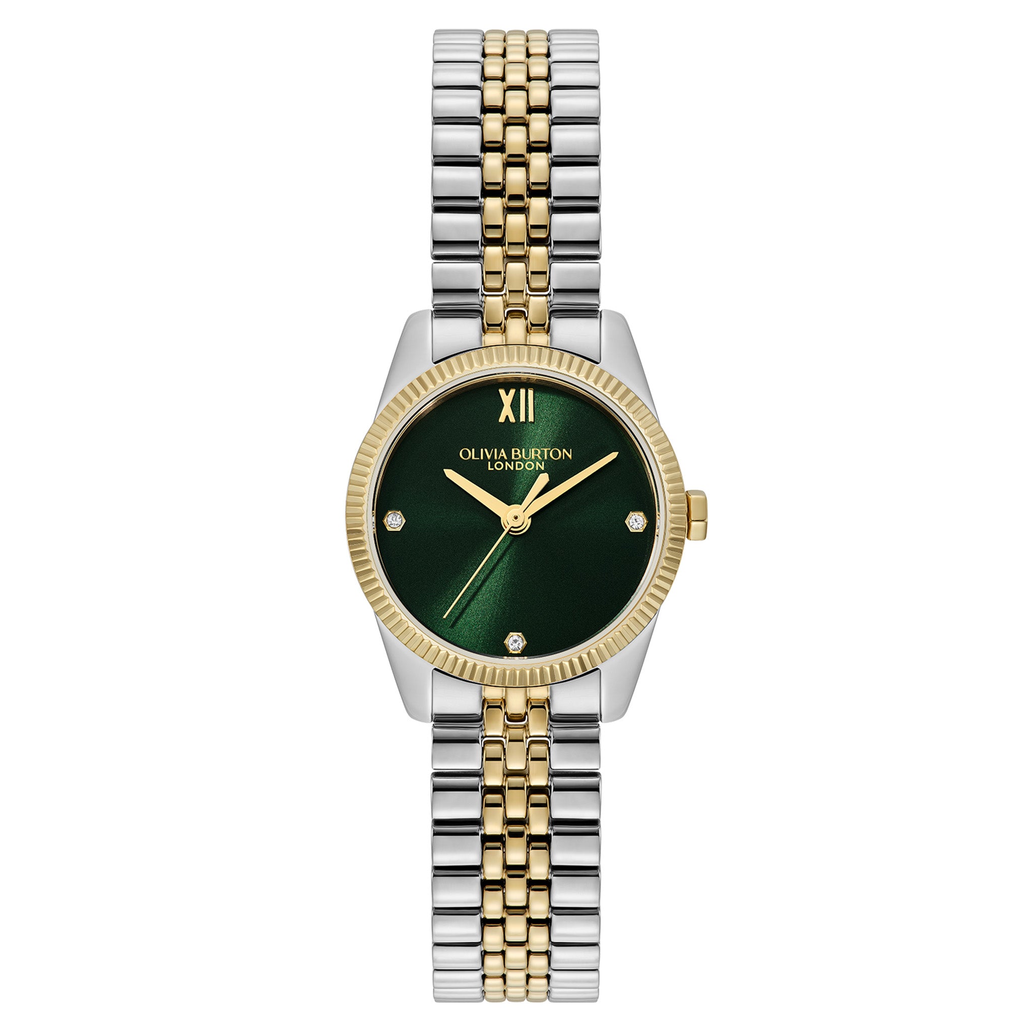 Olivia Burton Two-Tone Steel Green Dial Women's Watch - 24000387