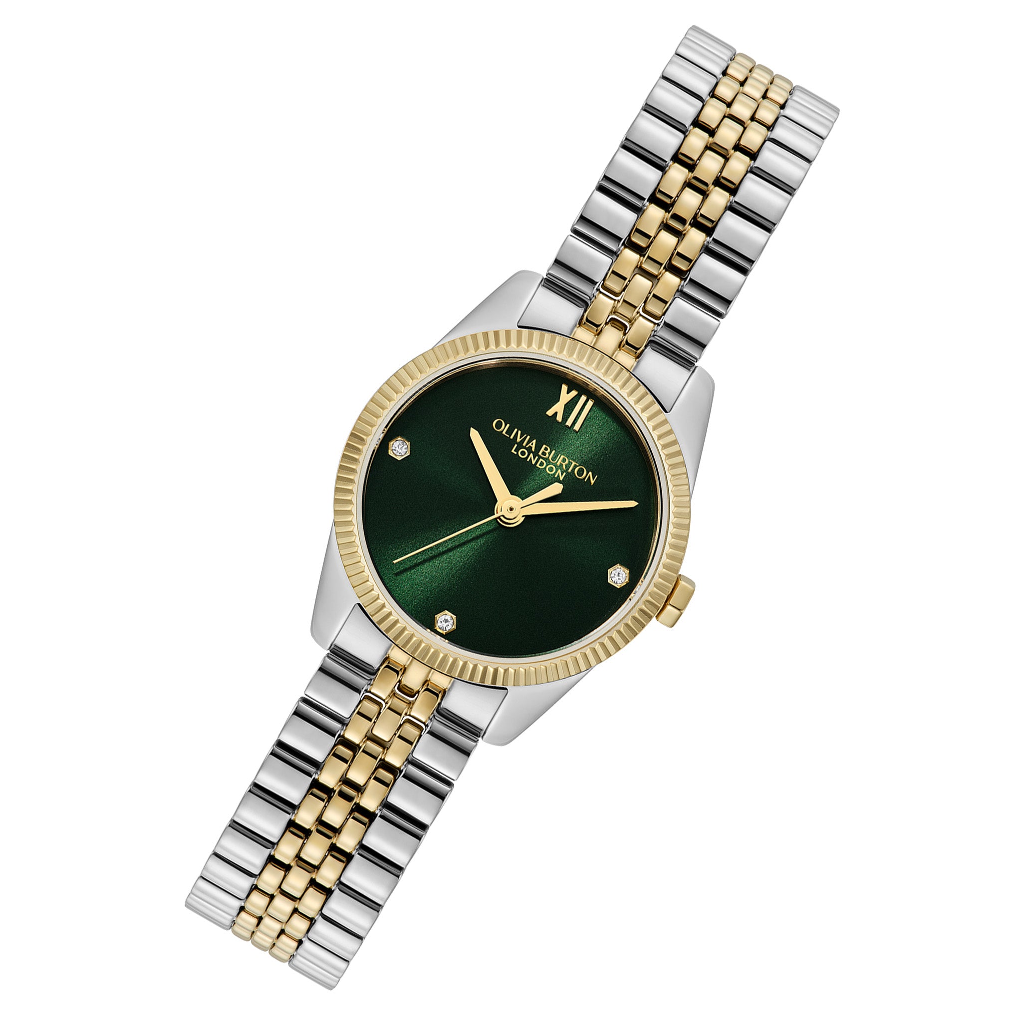 Olivia Burton Two-Tone Steel Green Dial Women's Watch - 24000387