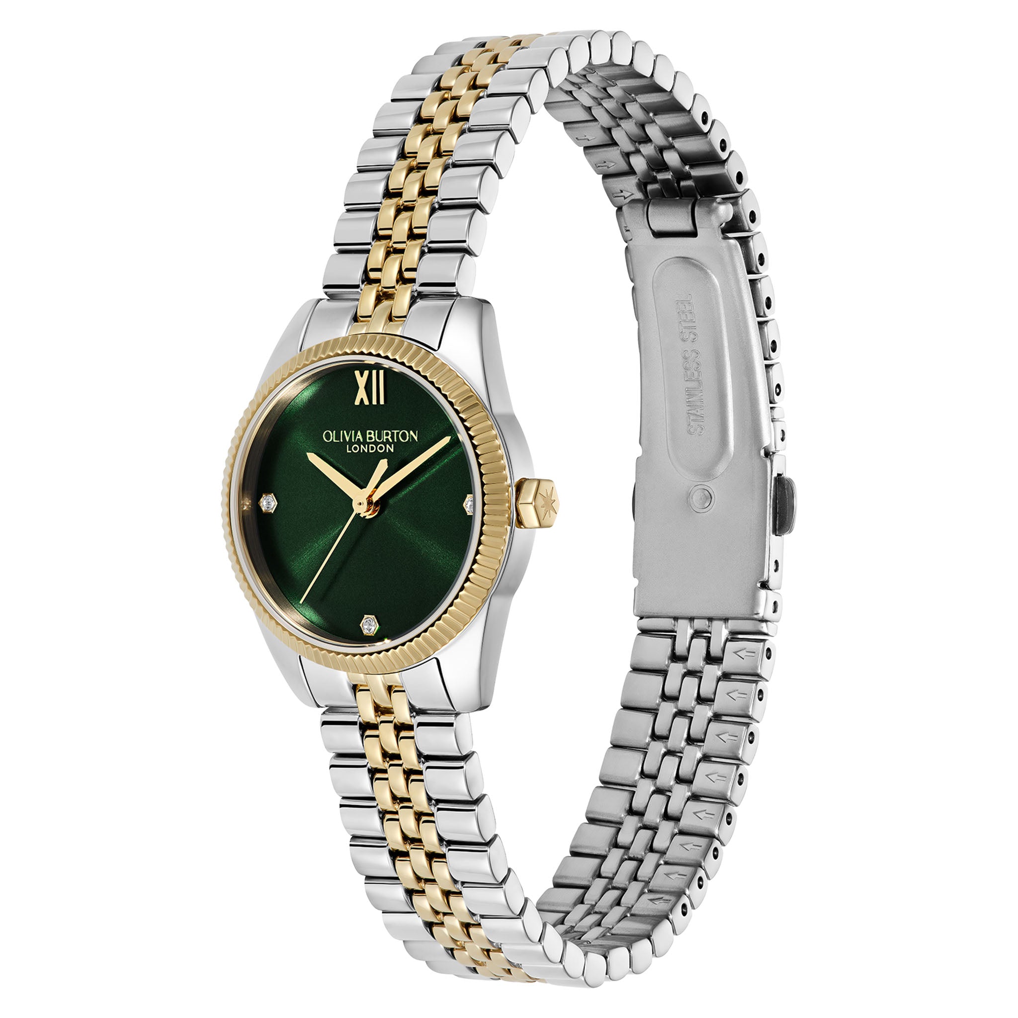 Olivia Burton Two-Tone Steel Green Dial Women's Watch - 24000387
