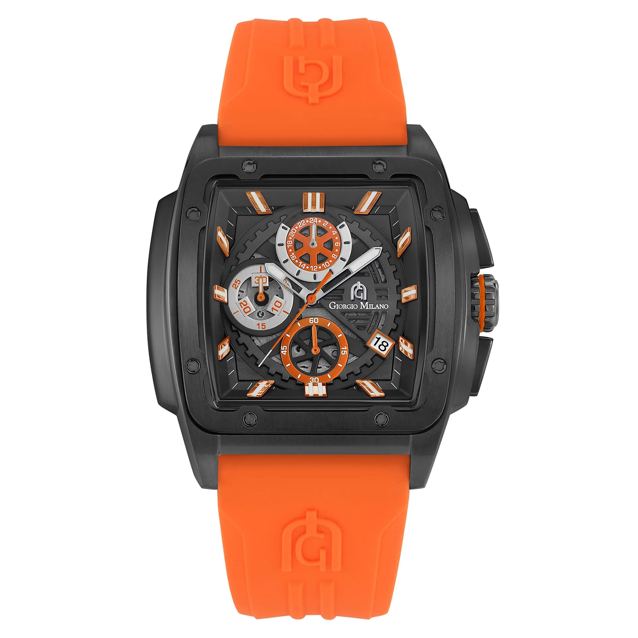 Giorgio Milano Orange Silicone Black Dial Chronograph Men's Watch - 250SBK318