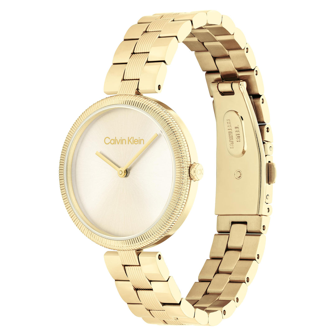 Calvin Klein Gold Steel Light Champagne Dial  Women's Watch - 25100014