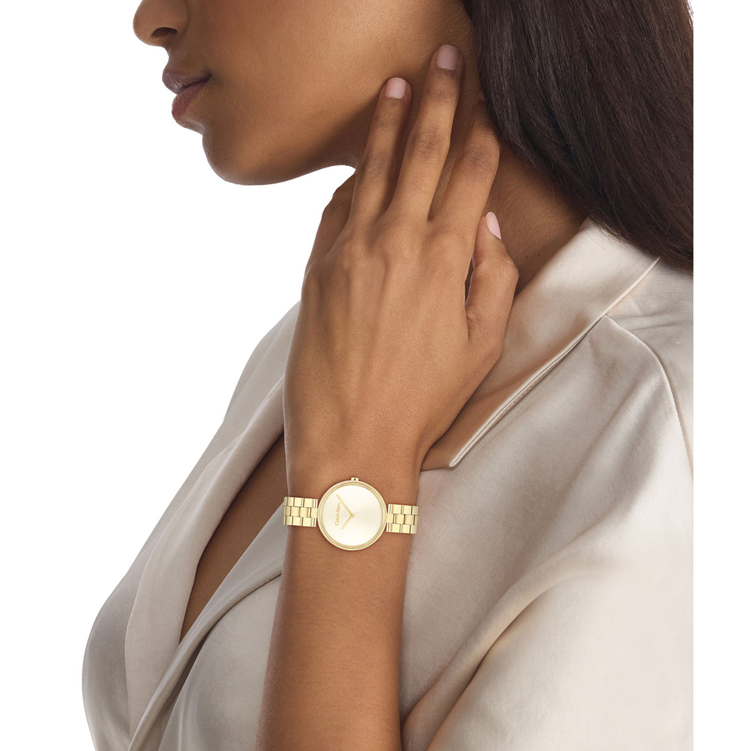 Calvin Klein Gold Steel Light Champagne Dial  Women's Watch - 25100014