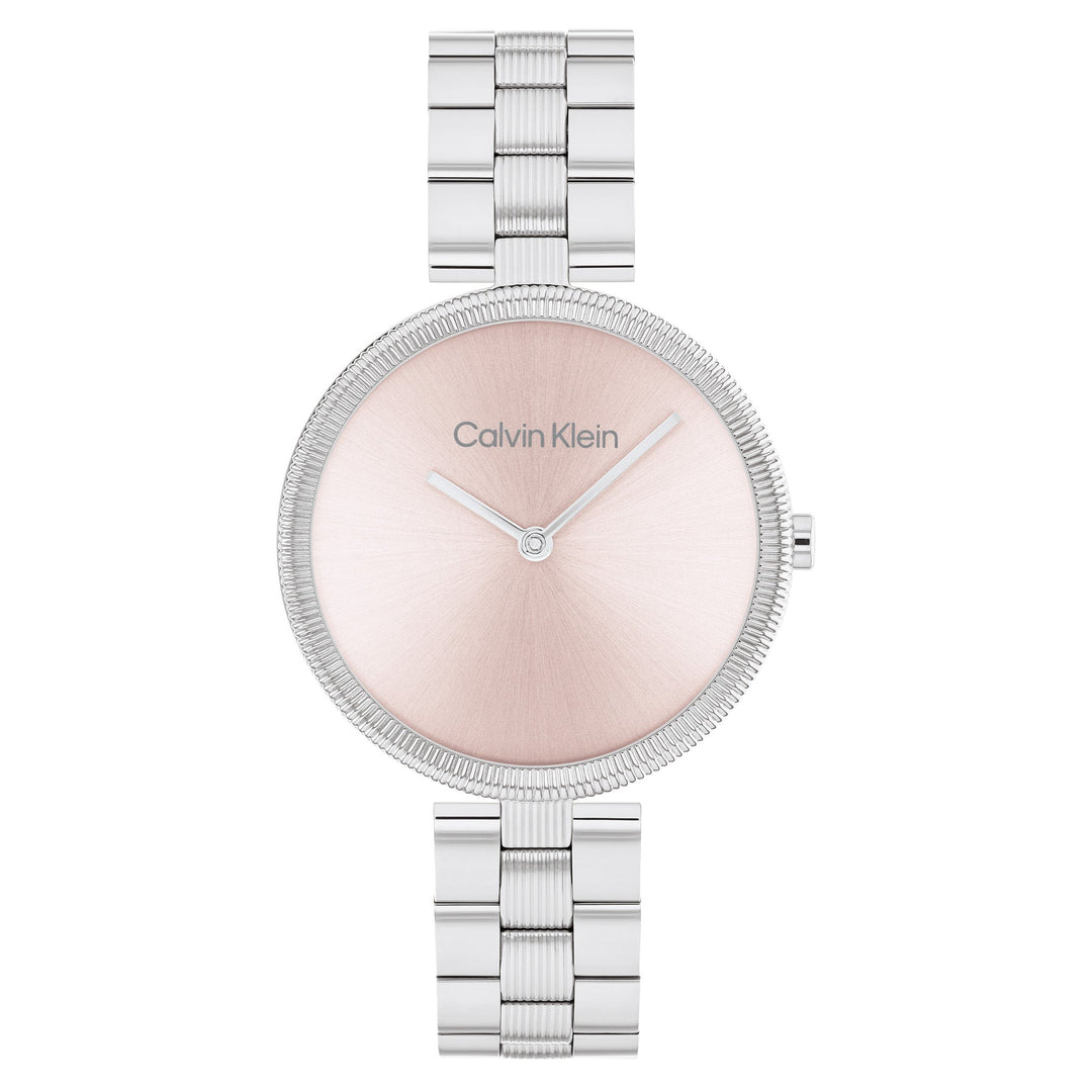 Calvin Klein Silver Steel Light Blush Dial Slim Women's Watch - 25100015