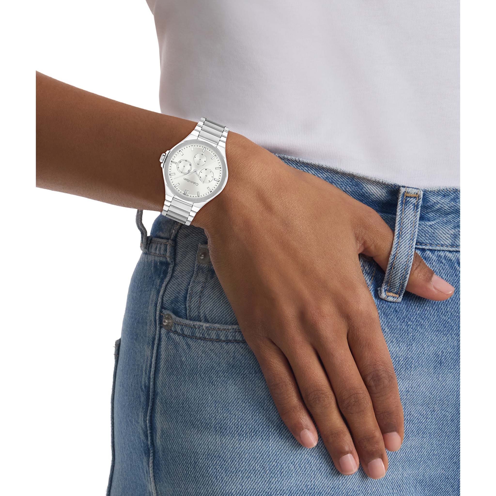 Calvin Klein Stainless Steel White Dial Multi-function Women's Watch - 25100054