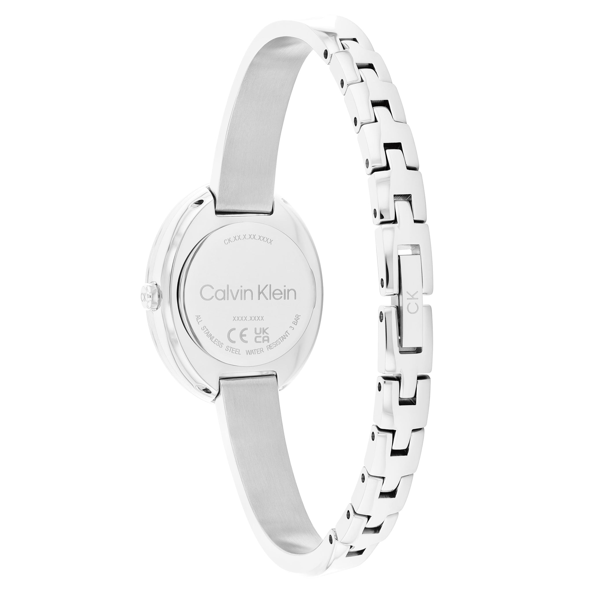 Calvin Klein Silver Steel Bangle White Dial Women's Watch - 25100055