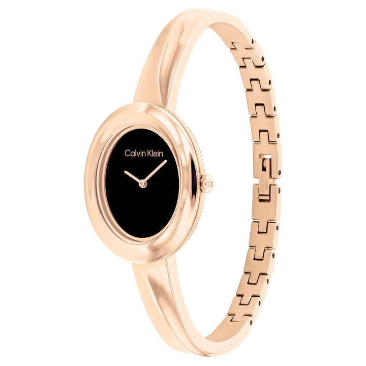 Calvin Klein Rose Gold Steel Black Dial Women's Watch - 25100057