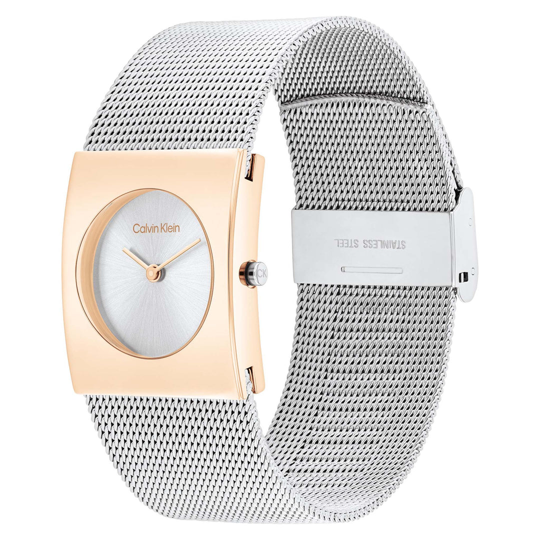 Calvin Klein Stainless Steel Mesh Silver White Dial Women's Watch - 25100063