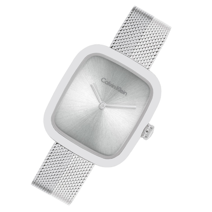 Calvin Klein Stainless Steel Mesh Silver White Dial Women's Watch - 25100098