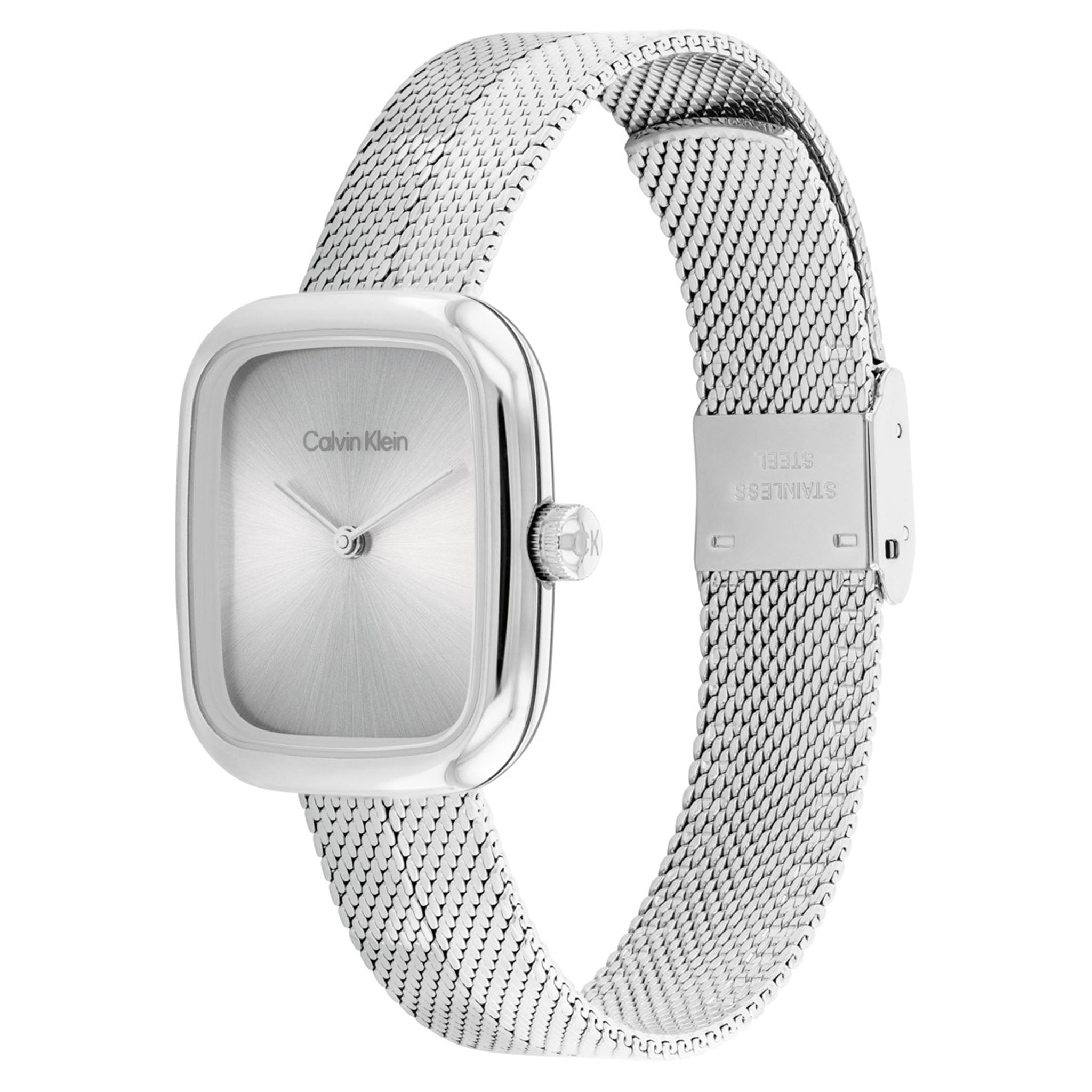Calvin Klein Stainless Steel Mesh Silver White Dial Women's Watch - 25100098