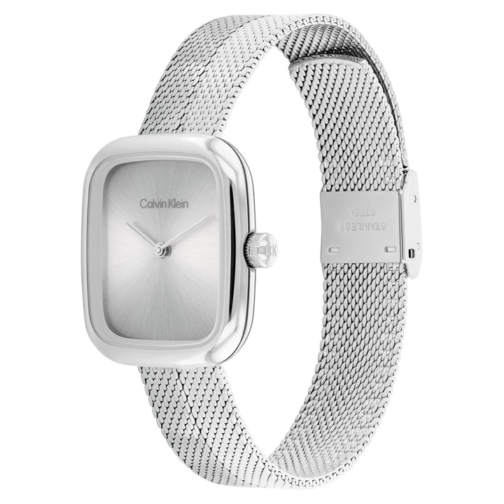 Calvin Klein Stainless Steel Mesh Silver White Dial Women's Watch - 25100098