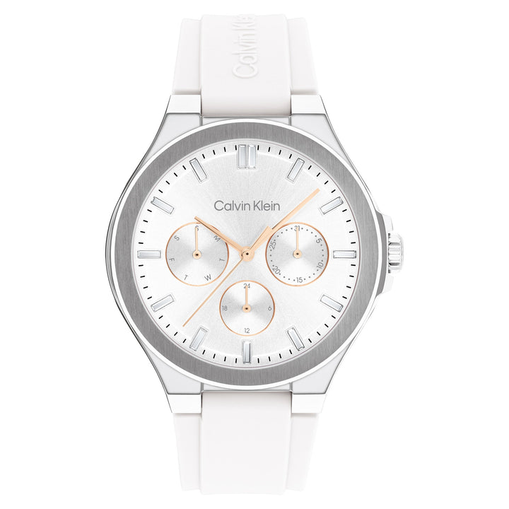 Calvin Klein Silicone White Dial Multi-function Women's Watch - 25100106