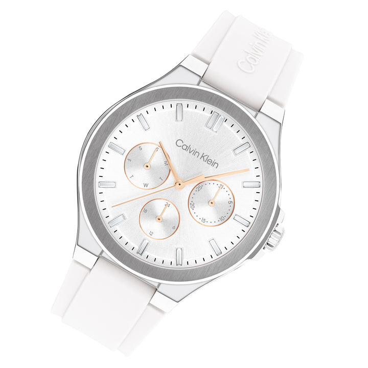 Calvin Klein Silicone White Dial Multi-function Women's Watch - 25100106