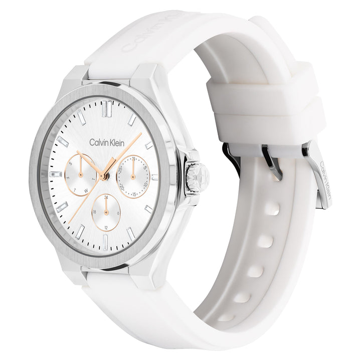 Calvin Klein Silicone White Dial Multi-function Women's Watch - 25100106