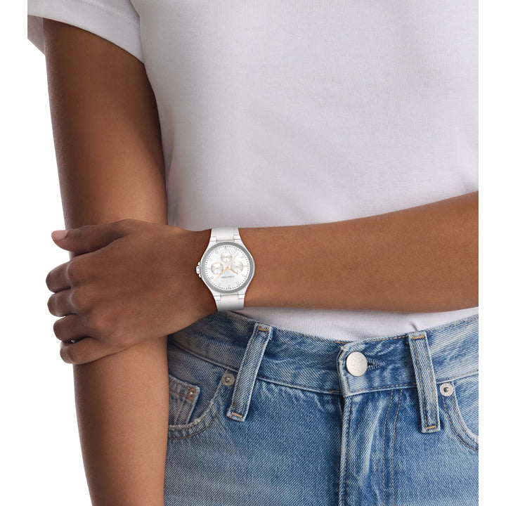 Calvin Klein Silicone White Dial Multi-function Women's Watch - 25100106