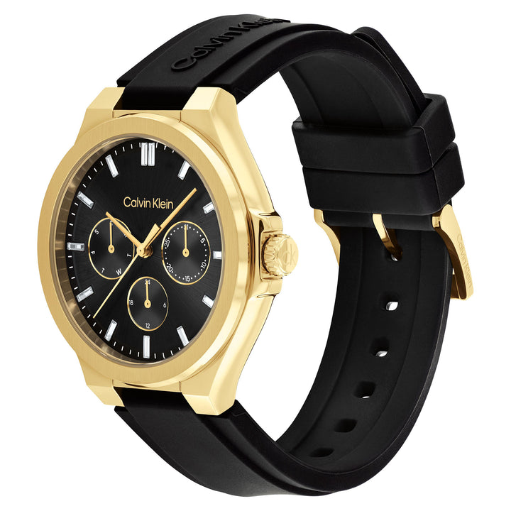 Calvin Klein Silicone Black Dial Multi-function Women's Watch - 25100107