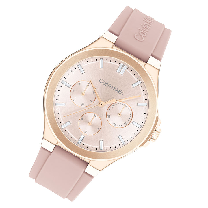 Calvin Klein Silicone Blush Dial Multi-function Women's Watch - 25100108