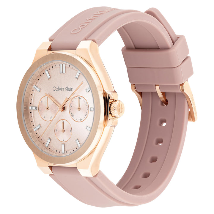 Calvin Klein Silicone Blush Dial Multi-function Women's Watch - 25100108