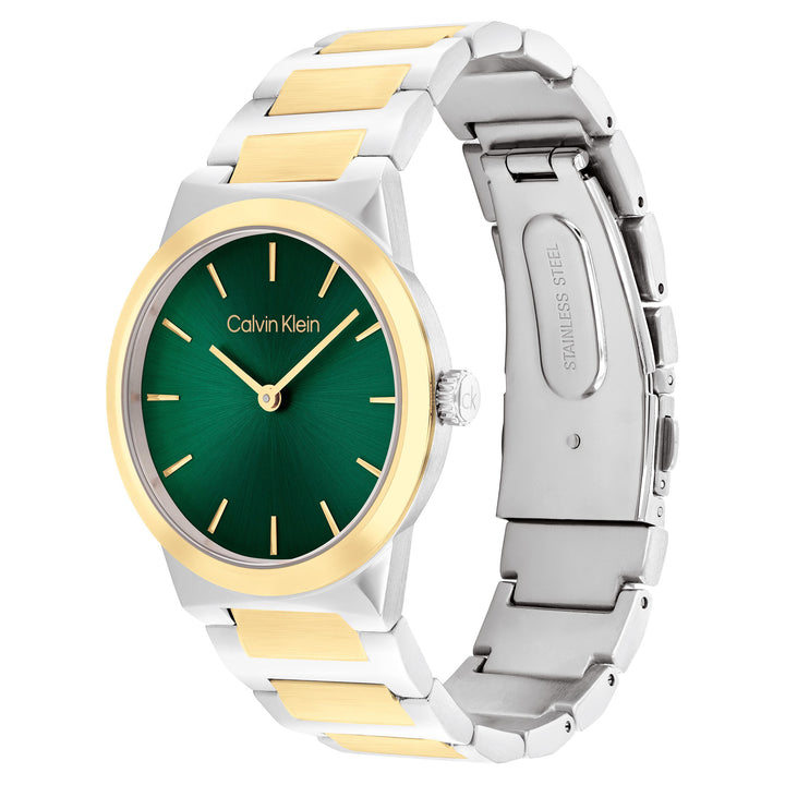 Calvin Klein Two-Tone Steel Green Dial Women's Watch - 25100114