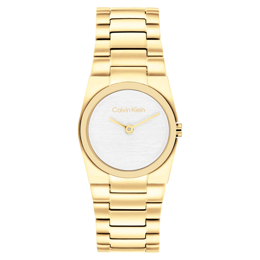 Calvin Klein Gold Steel White Dial Women's Watch - 25100122