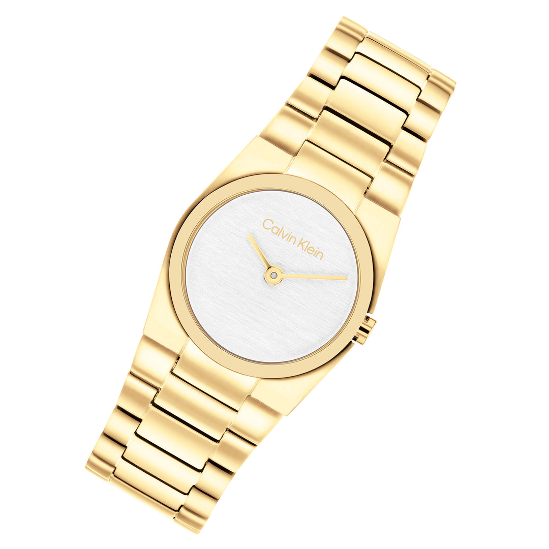 Calvin Klein Gold Steel White Dial Women's Watch - 25100122