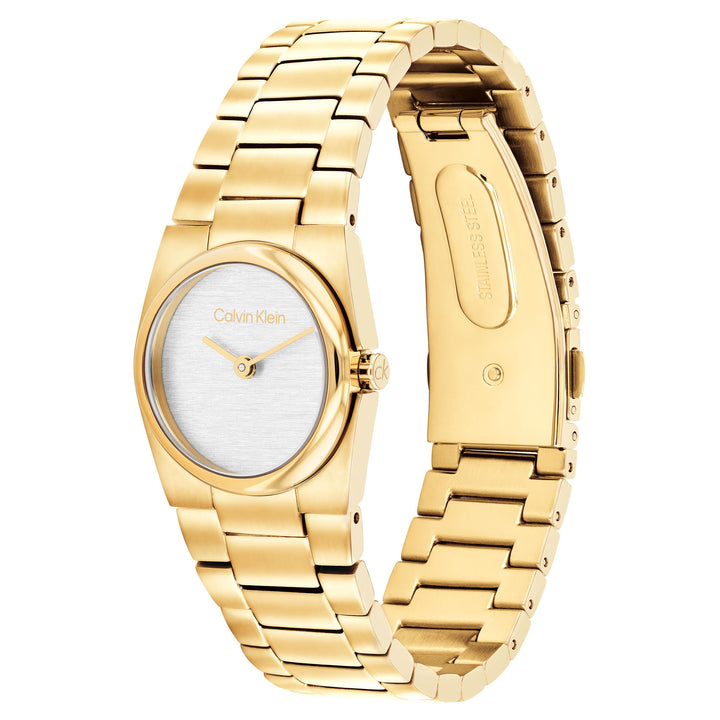 Calvin Klein Gold Steel White Dial Women's Watch - 25100122