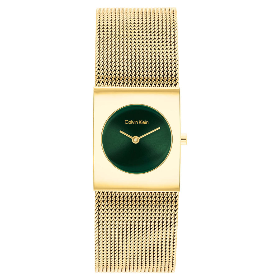 Calvin Klein Gold Steel Green Dial Women's Watch - 25100136