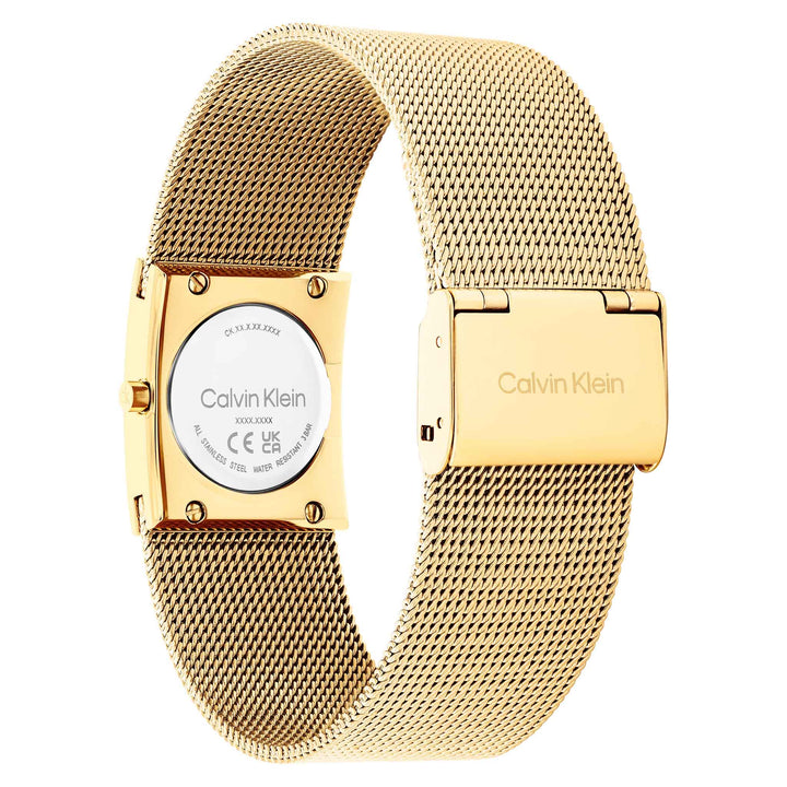 Calvin Klein Gold Steel Mesh Green Dial Women's Watch - 25100136