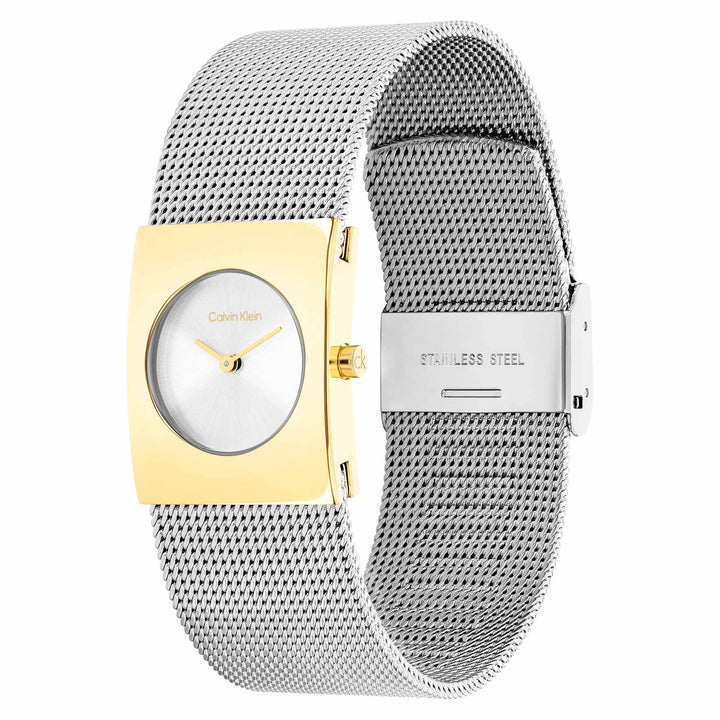 Calvin Klein Stainless Steel Mesh Silver White Dial Women's Watch - 25100139