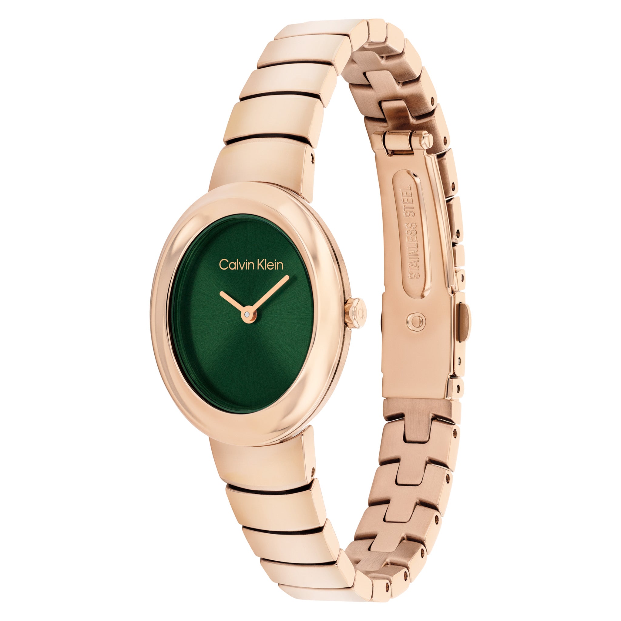Calvin Klein Rose Gold Steel Dark Green Dial Women's Watch - 25100148