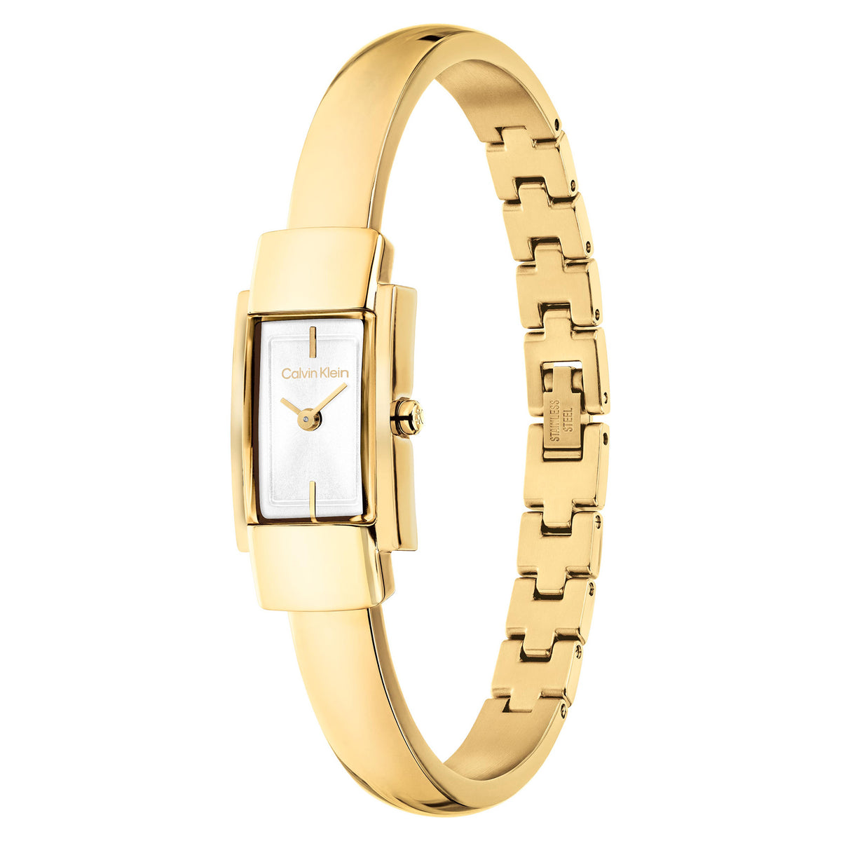 Calvin Klein Gold Steel White Dial Women's Watch - 25100184