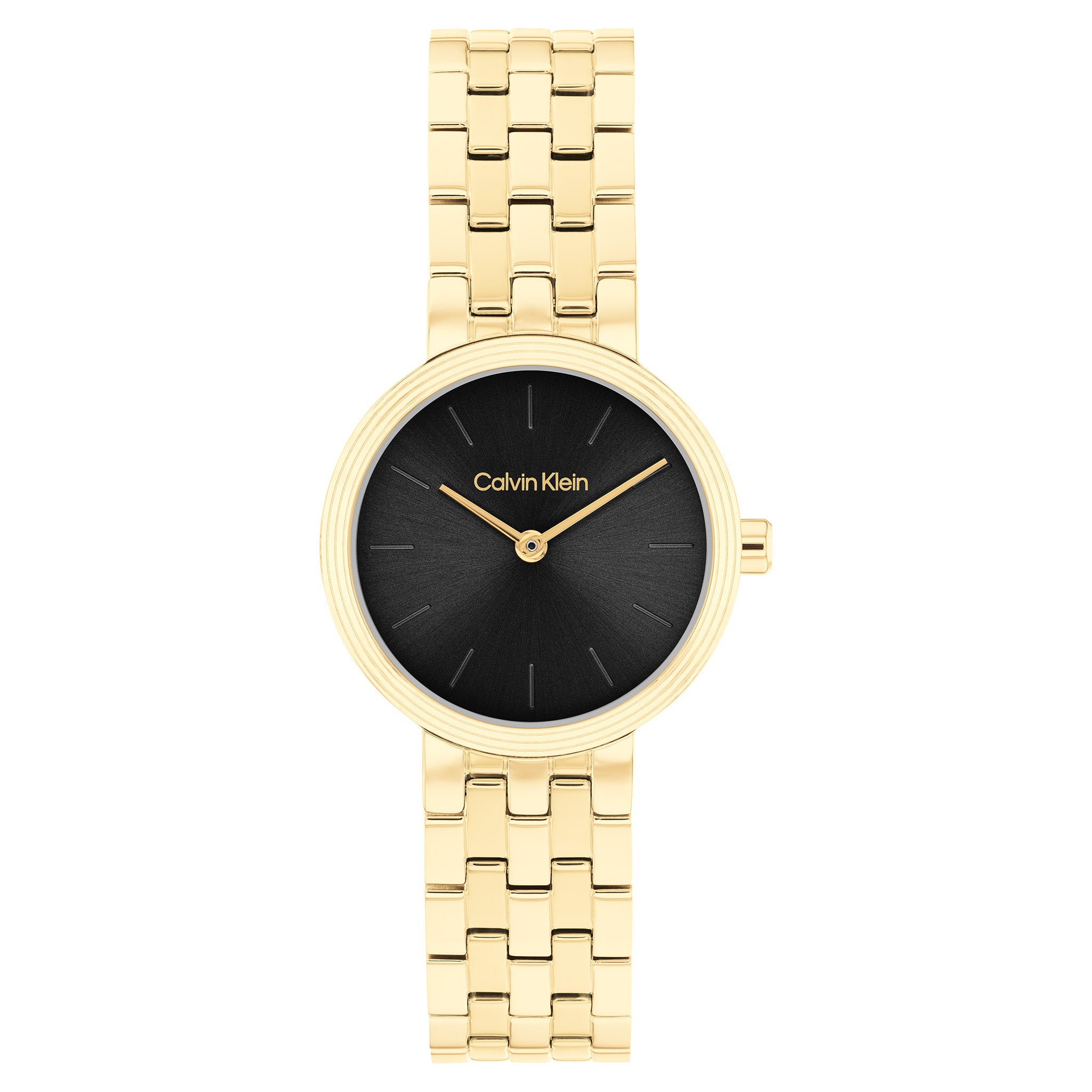 Calvin Klein Gold Steel Black Dial Women's Watch - 25100187