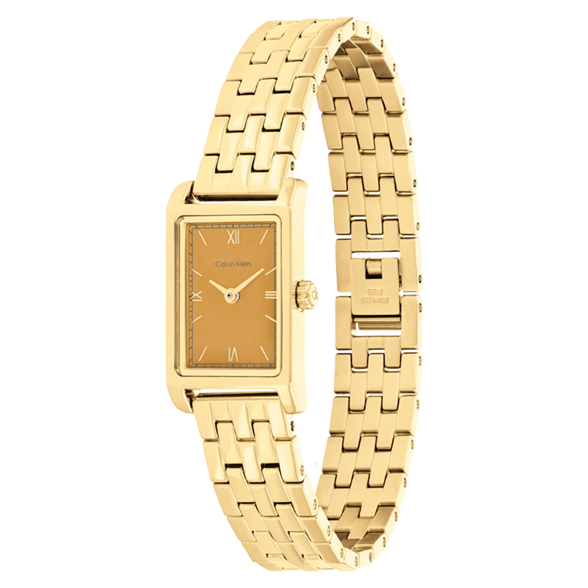 Calvin Klein Gold Steel Amber Dial Women's Watch - 25100198