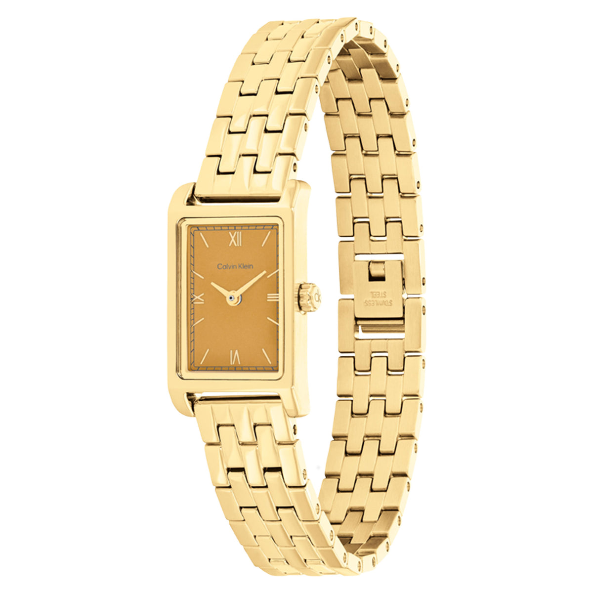 Calvin Klein Gold Steel Amber Dial Women's Watch - 25100198