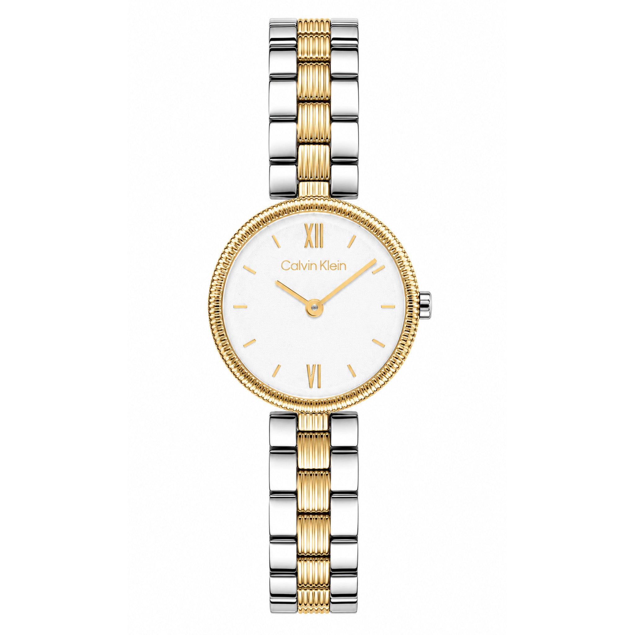 Calvin Klein Two-Tone Steel White Shimmer Dial Women's Watch - 25100226
